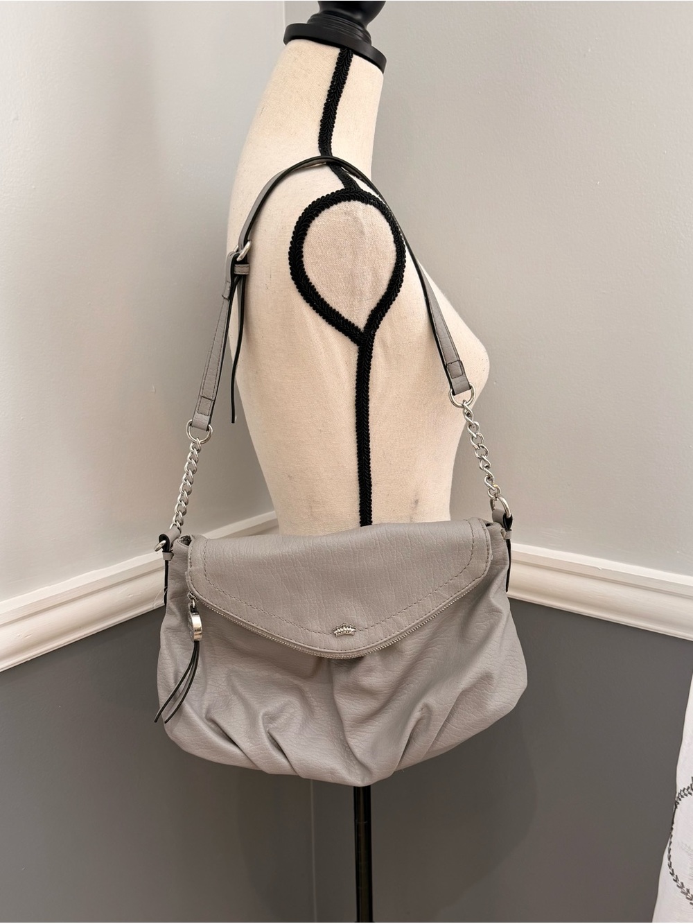 Juicy Couture Greta flap crossbody bag featuring silver chain hardware